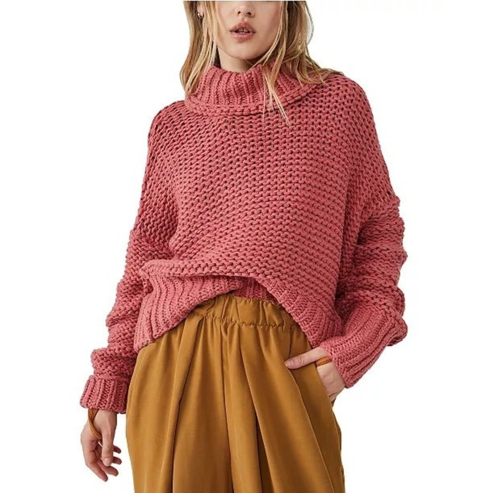 Free People My Only Sunshine Chunky Knit Sweater Women M Oversized Boho Slouchy